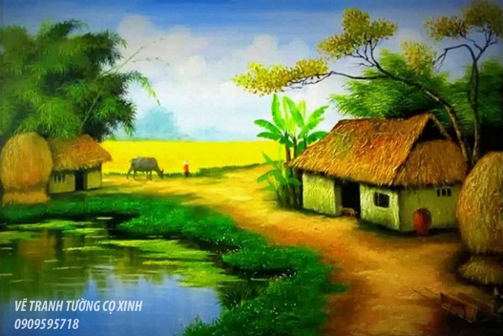 Tranh phong cảnh đẹp về làng quê quê hương Việt Nam 1 | Phong cảnh, Tranh phong  cảnh, Cánh
